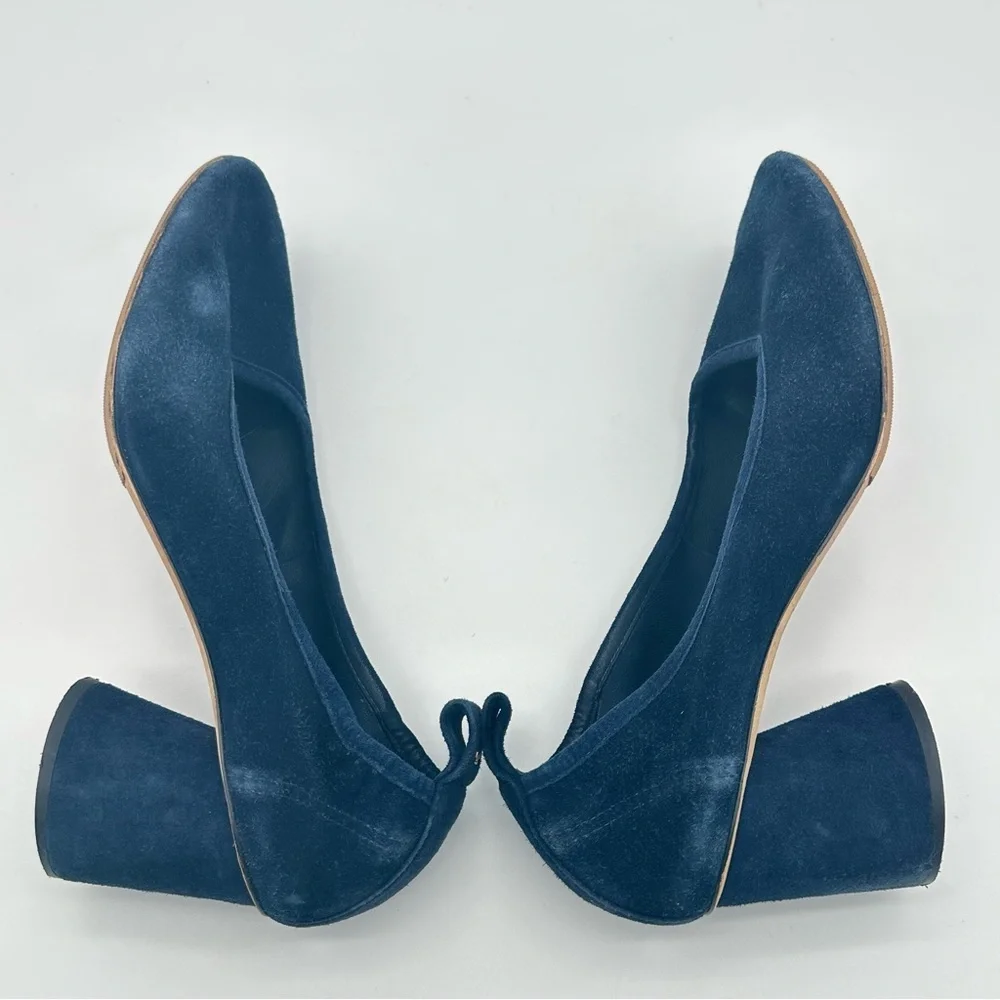 Tory Burch Therese Dark Blue Suede Block Heels